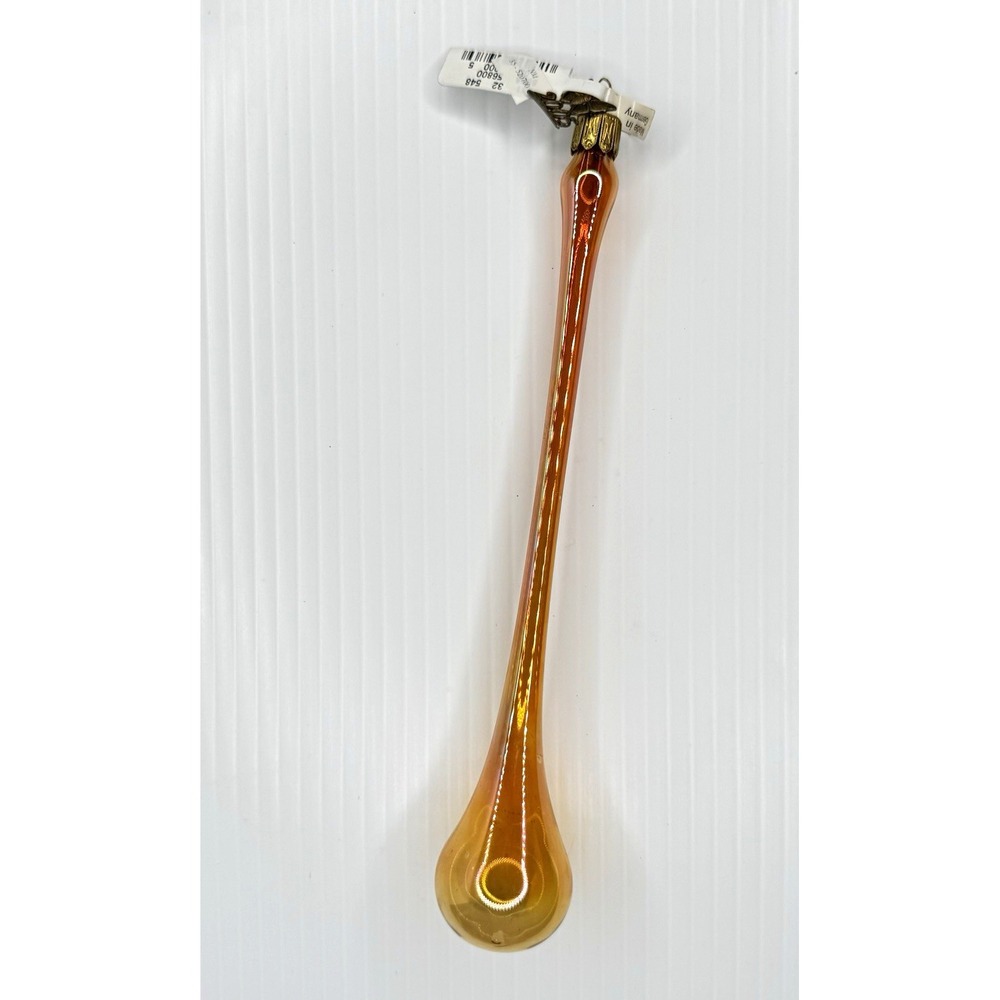 Neiman Marcus 2005 Amber Glass Teardrop Christmas Ornament Germany 8"